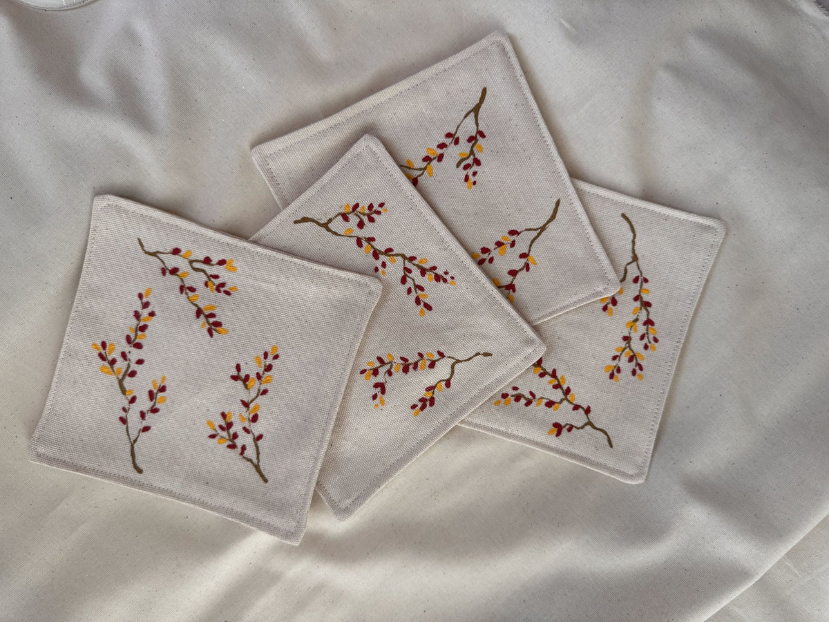 Ramitas de Baya Linen Coasters — Berenice Macal Home