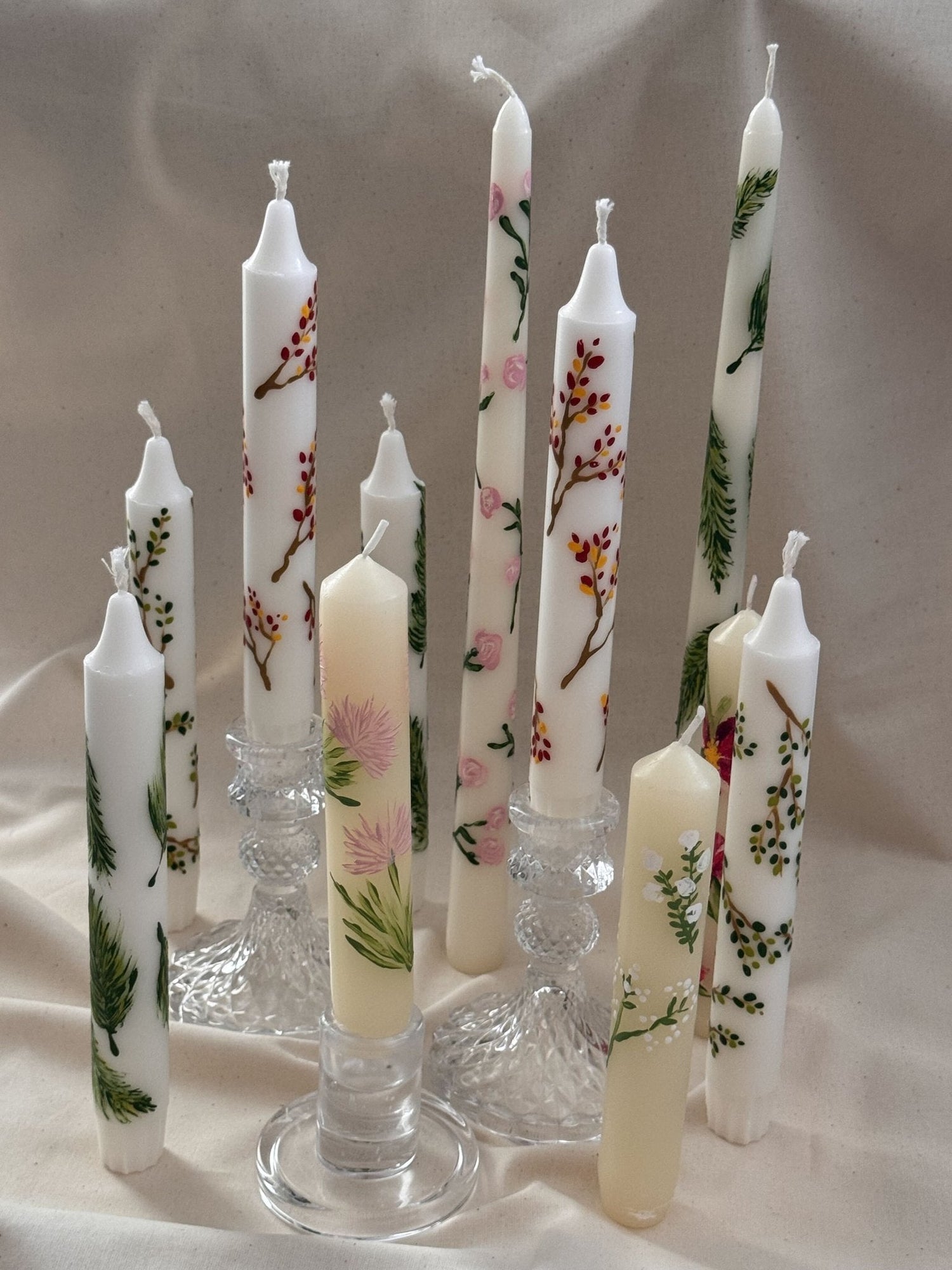 Hand-painted wedding taper candles — Berenice Macal Home