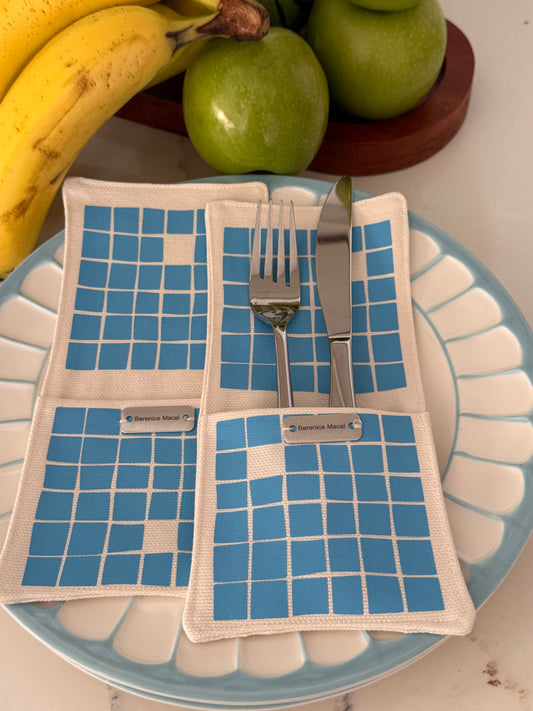 Azulejos Cutlery Pouches — Azul