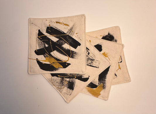 Pinceladas Coasters — Black & Gold