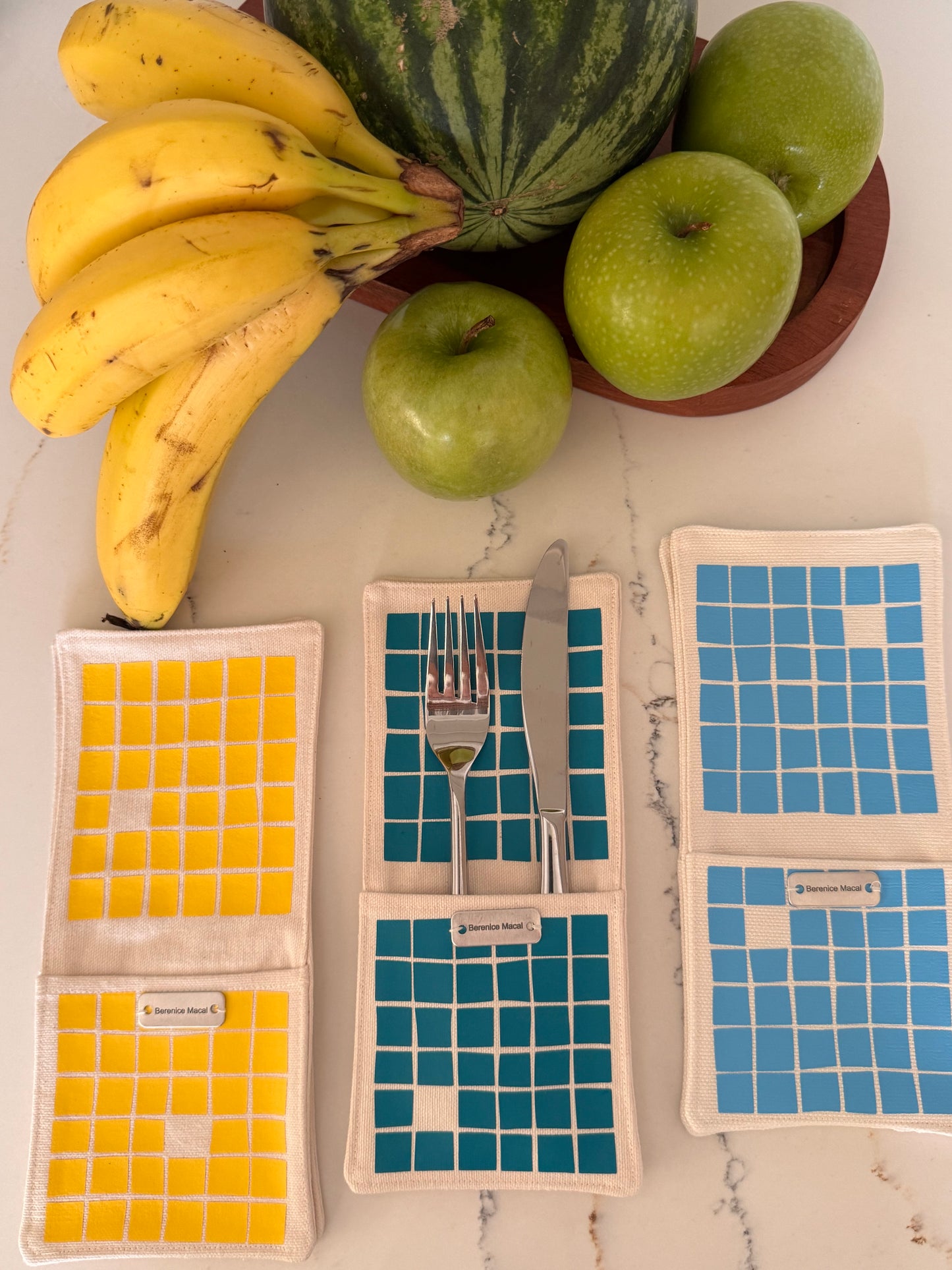 Azulejos Cutlery Pouches — Azul