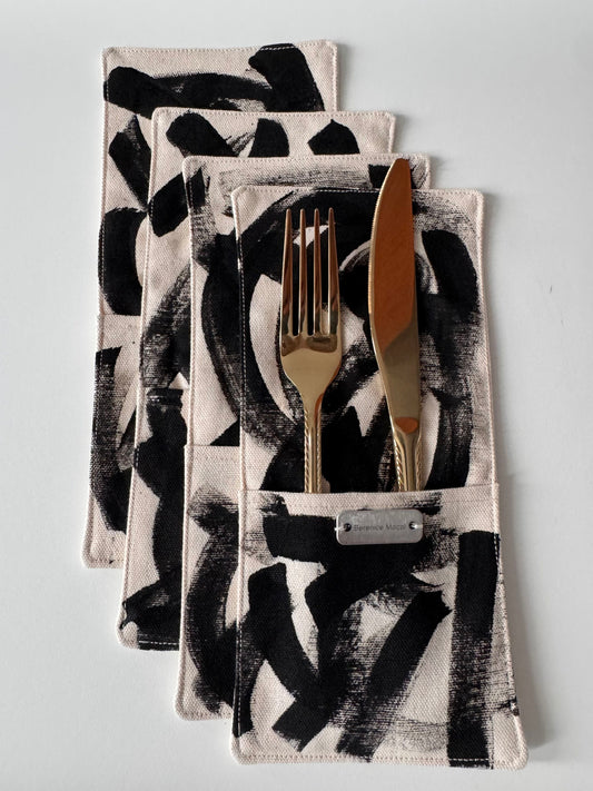 Pinceladas Cutlery Pouches — Black
