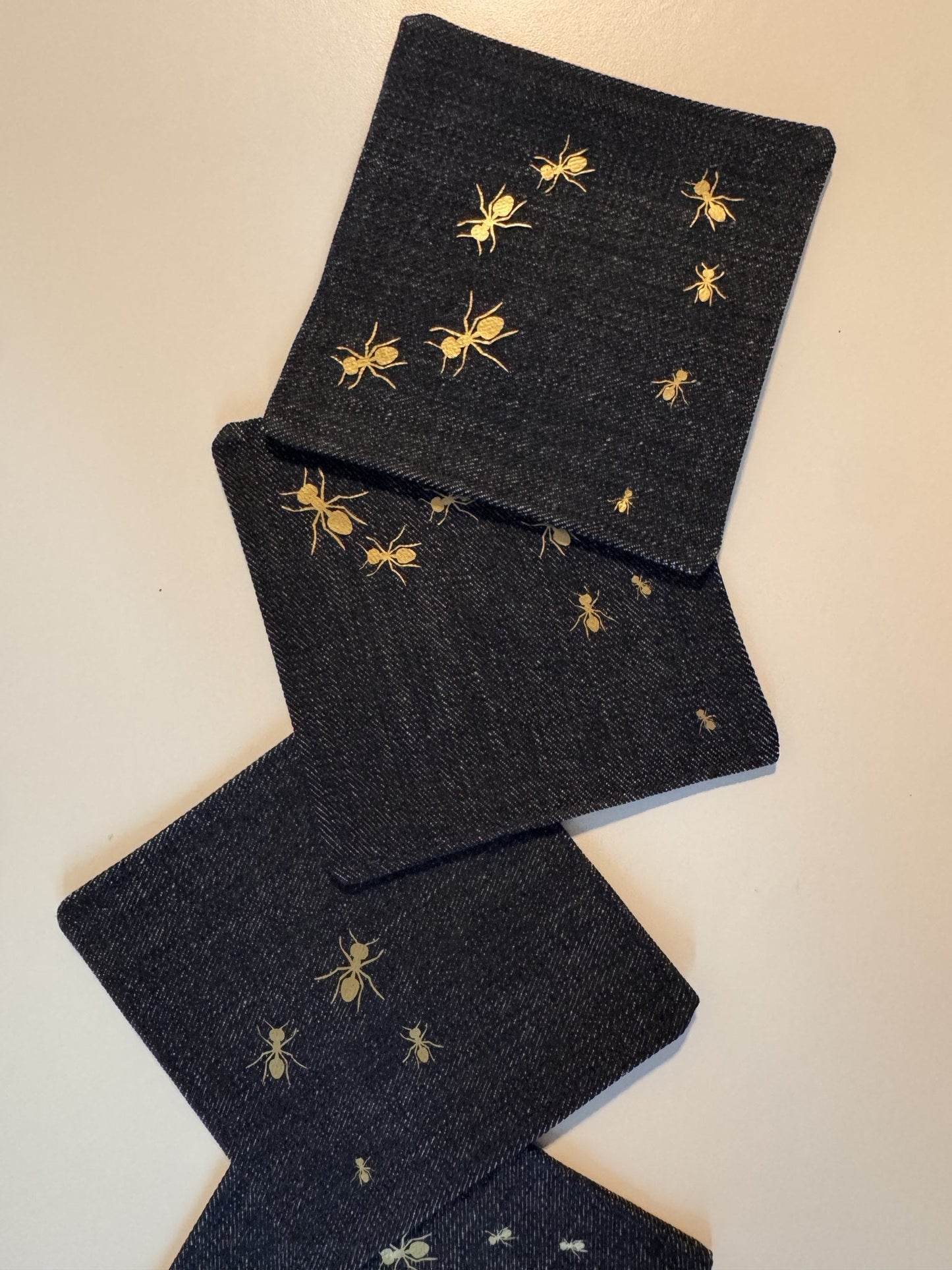 Hormiguitas Coasters — Denim & Gold — Berenice Macal Home
