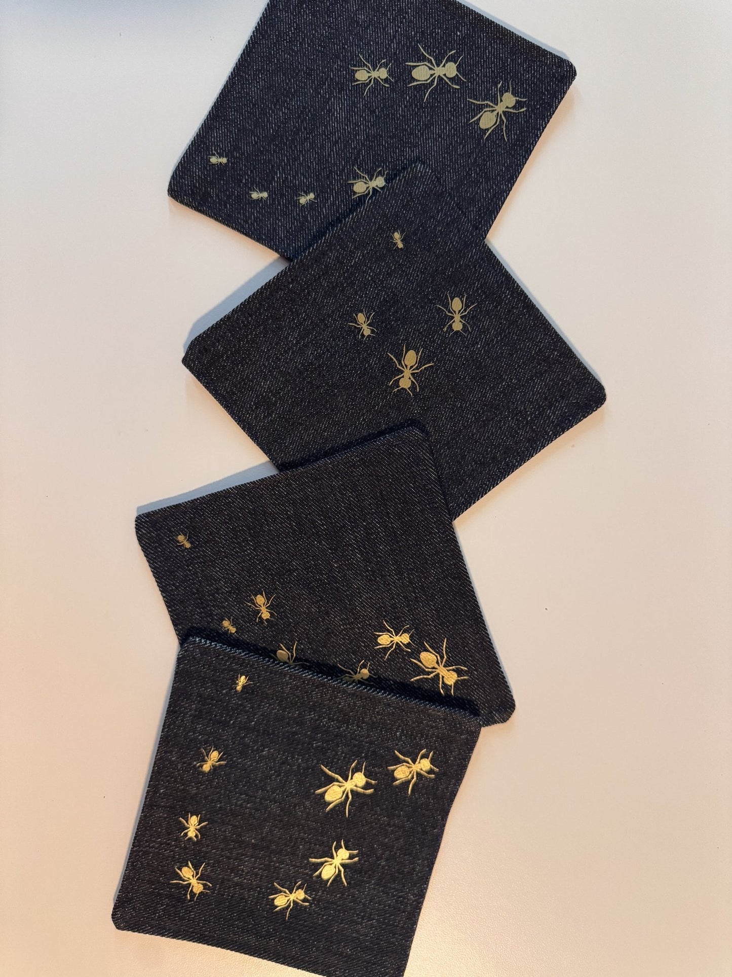 Hormiguitas Coasters — Denim & Gold — Berenice Macal Home
