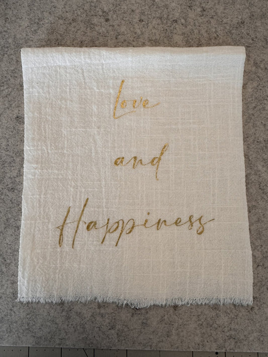 Love and Happiness Linen Towel — Berenice Macal Home