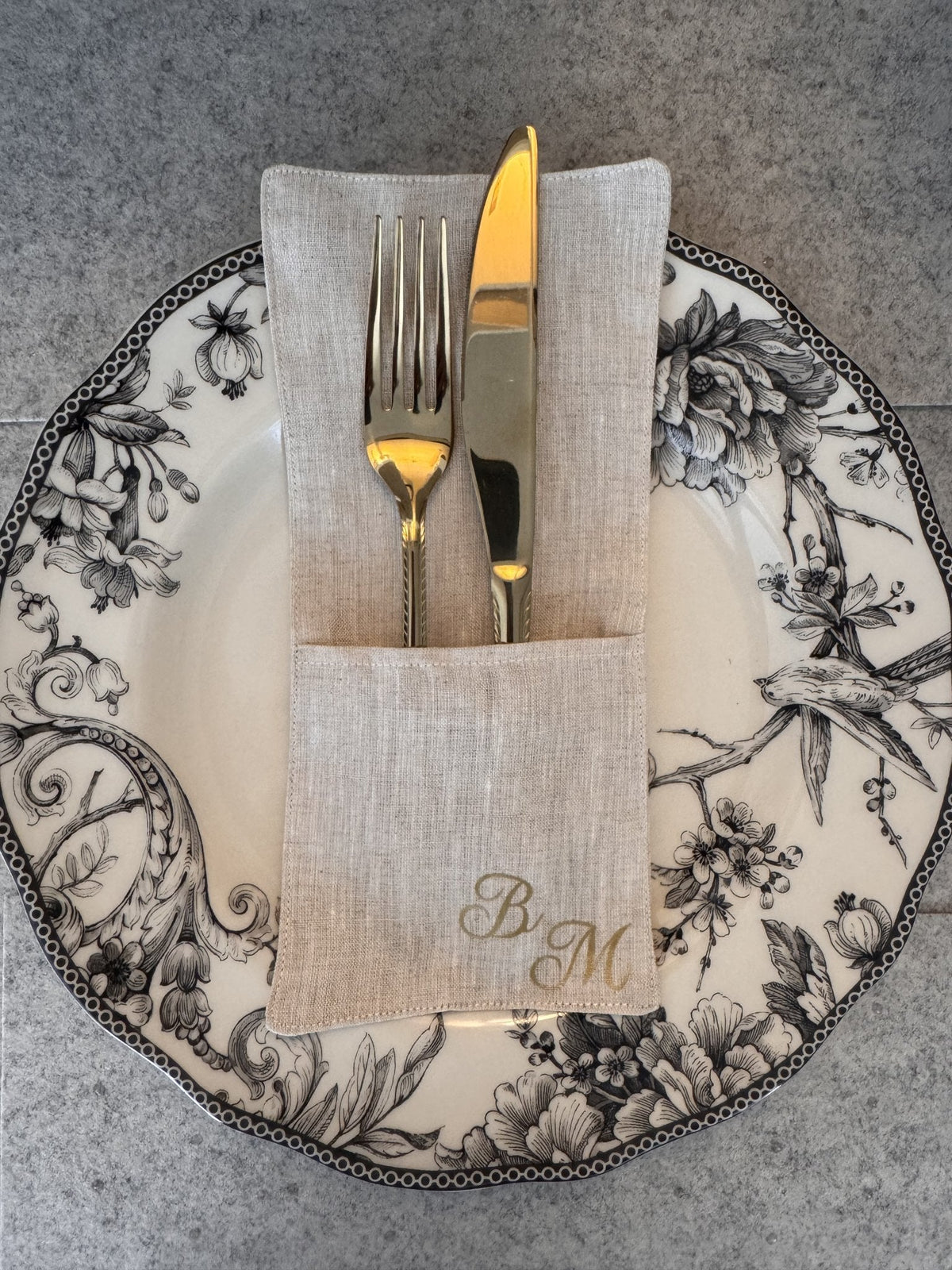 Monograma Cutlery Pouch — Custom Initials — Berenice Macal Home