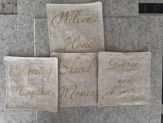 Palabras Bonitas Linen Coaster Set — Berenice Macal Home