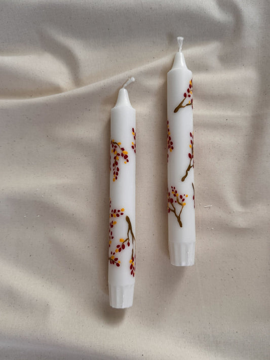 Ramitas de Baya Hand-Painted Tapers — Berenice Macal Home