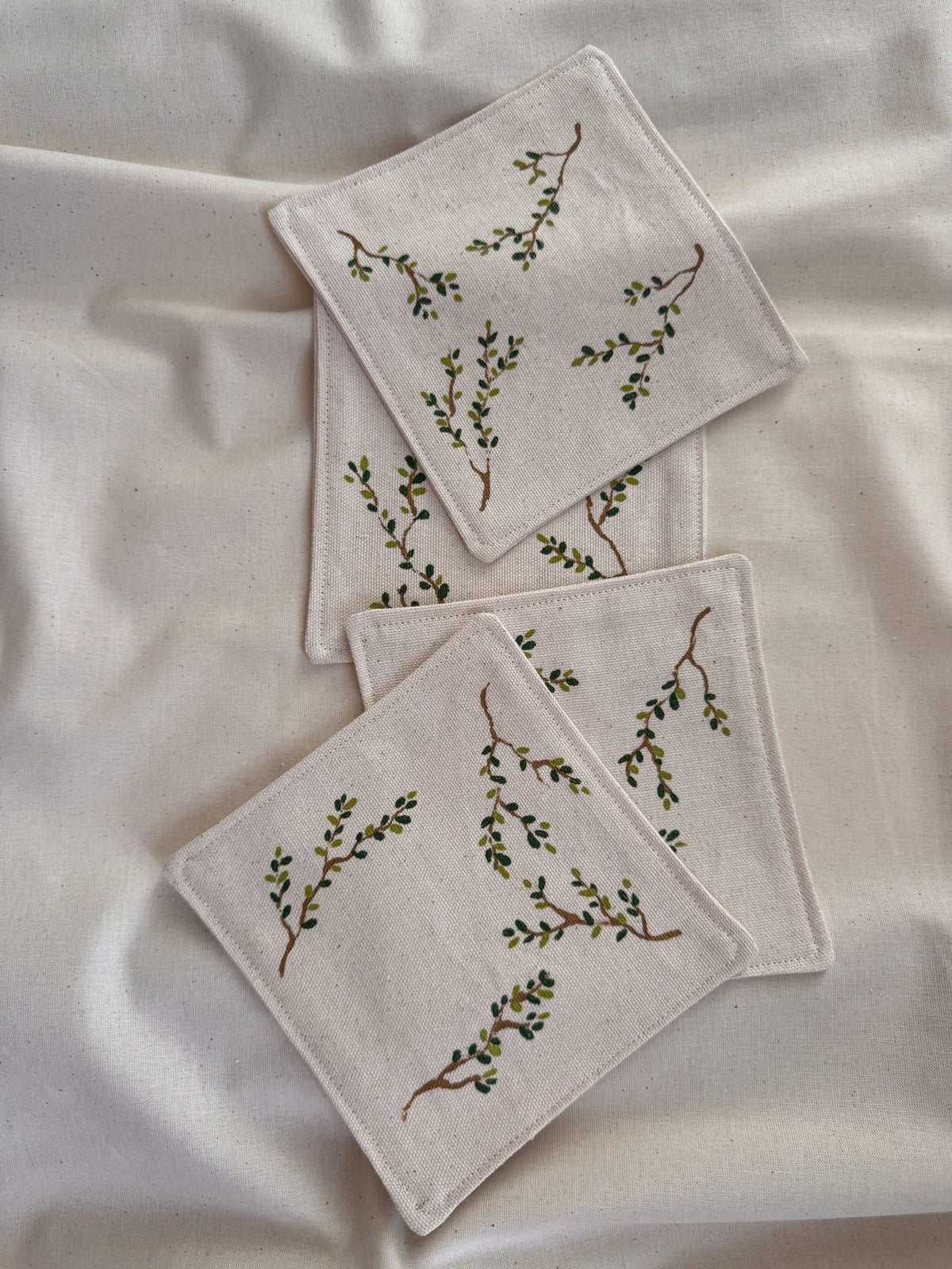 Ramitas Verdes Linen Coasters — Berenice Macal Home