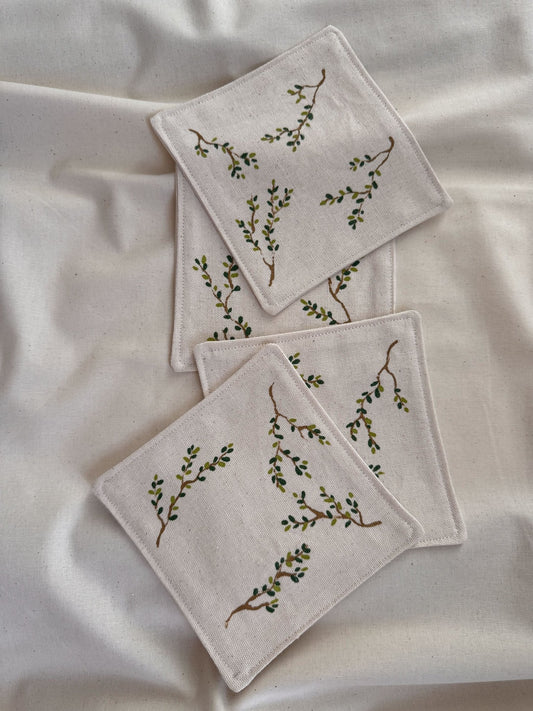 Ramitas Verdes Linen Coasters — Berenice Macal Home